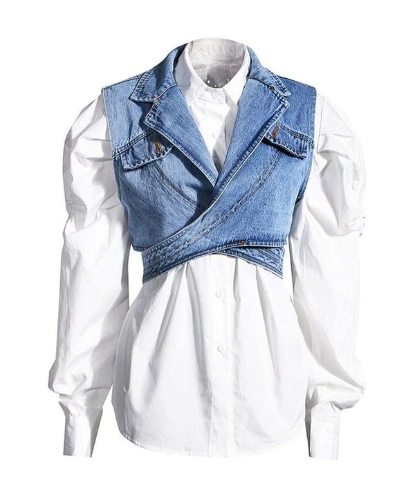Puff Sleeve Shirts and Vest Co-ord